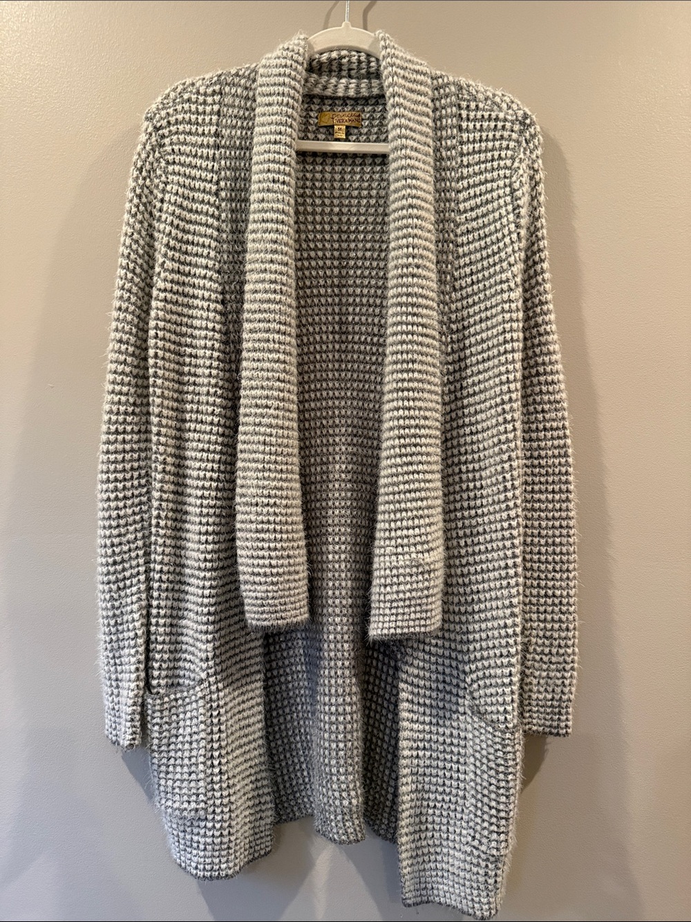 princess vera wang White, Gray & Silver Shawl-Collar Duster